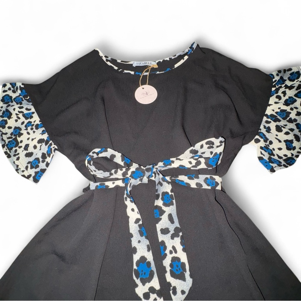 Stunning Lizabell Black Dress with Leopard Print Trim! - Picture 3 of 6